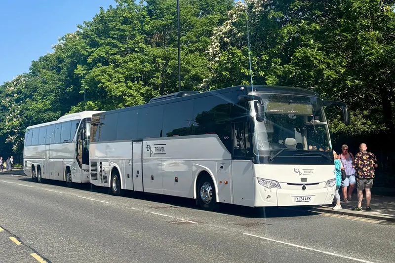 Two Leap Travel coaches on a day trip